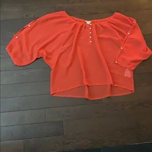 semi-formal, orange blouse